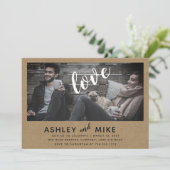 Rustieke Chic Kraft Foto Engagement Party Uitnodig Kaart (Staand voorkant)