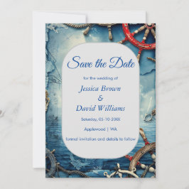 Rustieke Chic Nautical Wedding Save the Date Kaart