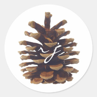 Rustieke Chic Pine Cone Bruiloft Sticker