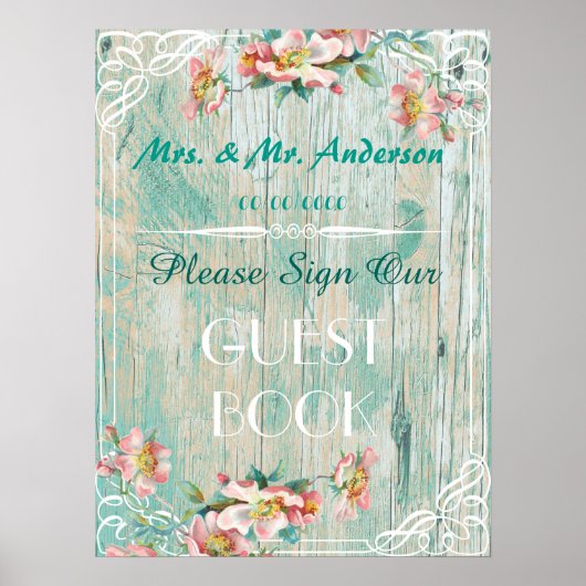 rustieke chic poster, trouw gastboek poster (Voorkant)