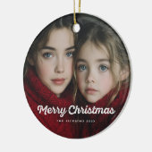 Rustieke Chic Prettig Kerstmis Ontwerp Keramisch Ornament (Links)