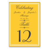 Rustieke Chic Warm Geel Fancy Script Wedding Kaart (Achterkant)