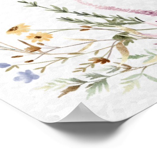 Rustieke Chic Wilde Bloemen Bruidsdiner Welkom Poster (Hoek)