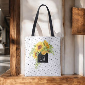 Rustieke Chic Zonnebloemen en Stippen met Monogram Draagtas