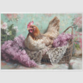 Rustieke Chicken Lila Bloesems Kant Decoupage Tissuepapier (Voorkant)
