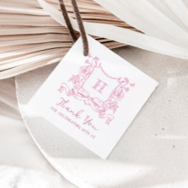 Rustieke Chinoiserie Bow Floral Crest Baby shower Bedankjes Labels