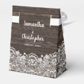 Rustieke Chique Donker Bruin Hout Wit Kant Bruilof Bedankdoosjes (Achterkant)