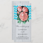 Rustieke chique koraal en turquoise trouwprogramma programma (Voorkant / Achterkant)