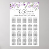Rustieke chique Paarse bloemenbruiloft zitgrafiek Poster (Voorkant)