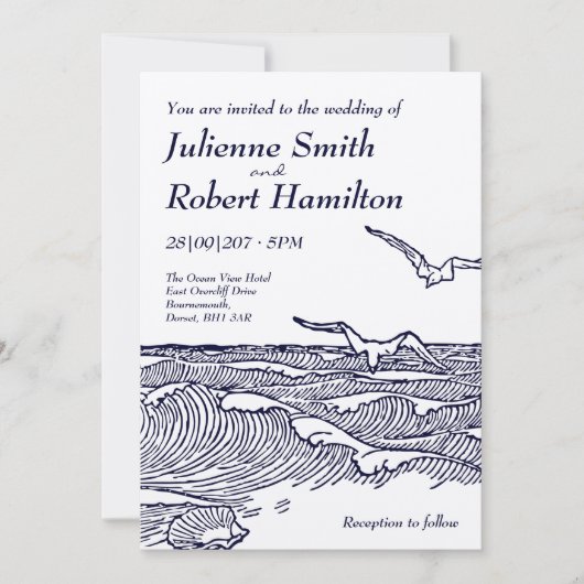 Rustieke chique strand bestemming bruiloft uitnodi kaart (Voorkant)