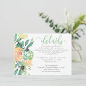 Rustieke chique Waterverf Pioen Bruiloft DETAILS K Informatiekaartje (Staand voorkant)