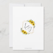 Rustieke chique zonnebloem bloemenbruiloft kaart (Achterkant)
