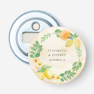 Rustieke citroen citrus boho zomer bruiloft button flesopener