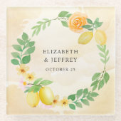 Rustieke Citroen Citrus Boho Zomer Bruiloft Glazen Onderzetter (Voorkant)