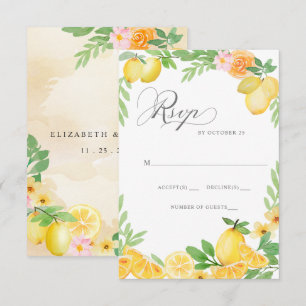 Rustieke citroen citrus boho zomer bruiloft RSVP kaartje