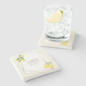 Rustieke citroen citrus boho zomer bruiloft stenen onderzetter (Zijkant)