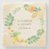 Rustieke citroen citrus boho zomer bruiloft stenen onderzetter (Voorkant)