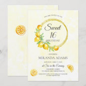 Rustieke citroen krans zomer boho zoet 16 verjaard kaart (Voorkant / Achterkant)