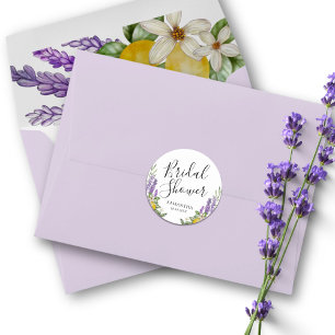 Rustieke citroenen & lavendel bruiloft favor ronde sticker