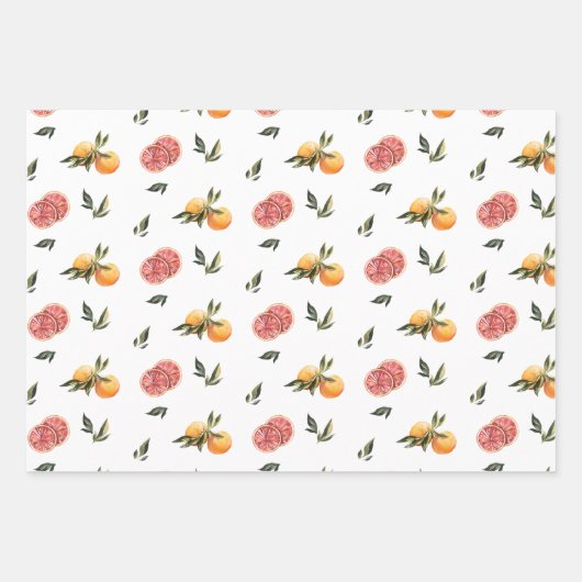 Rustieke Citrus Floral Waterverf 3 Pack Inpakpapier Vel (Voorkant 3)