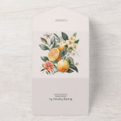 Rustieke Citrus Waterverf Bruiloft All In One Uitnodiging (Buitenkant)