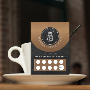 Rustieke coffeeshop logo krijtbord loyaliteit punc visitekaartje