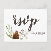 Rustieke Conifer Pine kegel bruiloft RSVP Uitnodiging Briefkaart (Voorkant)