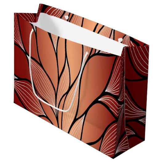 Rustieke Coppery Bronze Leave Pattern Groot Cadeauzakje (Voorkant Gekanteld)