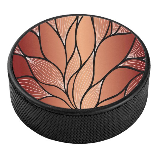 Rustieke Coppery Bronze Leave Pattern Hockey Puck (3/4)