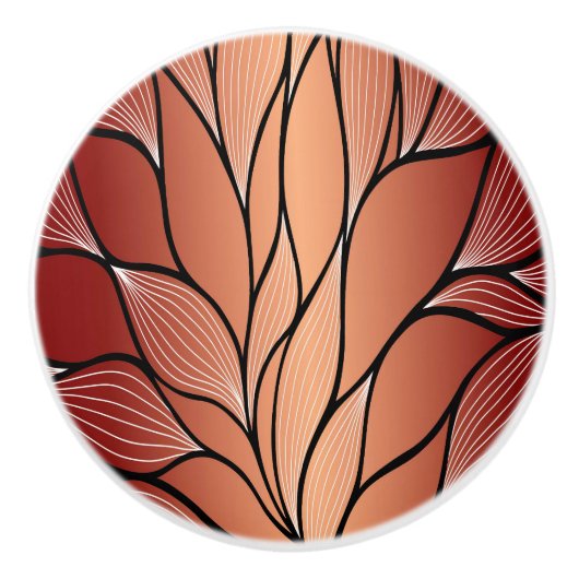 Rustieke Coppery Bronze Leave Pattern Keramische Knop (Voorkant)