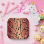 Rustieke Coppery Bronze Leave Pattern Papieren Bordje (Feest)