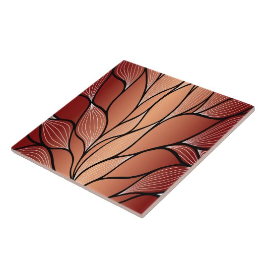 Rustieke Coppery Bronze Leave Pattern Tegeltje (Zijkant)