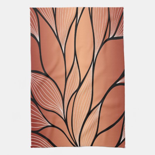 Rustieke Coppery Bronze Leave Pattern Theedoek (Verticaal)