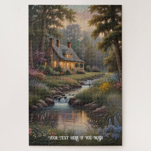 Rustieke cottage bij de beek, een vredige retraite legpuzzel
