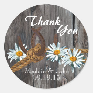 Rustieke Country Barn Hout en Daisies Ronde Sticker