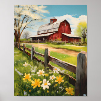 Rustieke Country Barn Scene 4 Poster