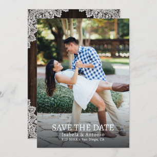 Rustieke Country Barn Wood Burlap Lace Trouwfoto Save The Date