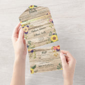 Rustieke Country Barn Wood Fall Wedding All In One Uitnodiging (Afscheurbaar)