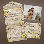 Rustieke Country Barn Wood Fall Wedding All In One Uitnodiging