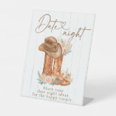 Rustieke Country Boots & Pet Datum Nacht Ideeënbor Reclamebord Met Voetstuk (Voorkant)