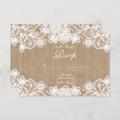 Rustieke Country Burlap Lace Wedding RSVP (Voorkant / Achterkant)