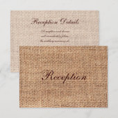 Rustieke Country Burlap Wedding Receptie Kaarten (Voorkant / Achterkant)