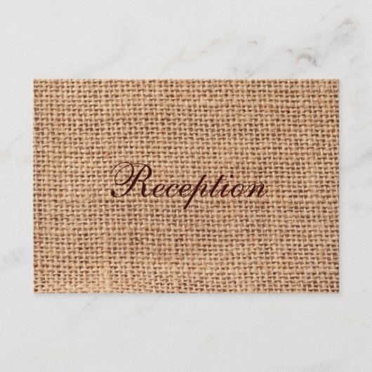 Rustieke Country Burlap Wedding Receptie Kaarten (Voorkant)