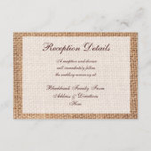 Rustieke Country Burlap Wedding Receptie Kaarten (Achterkant)