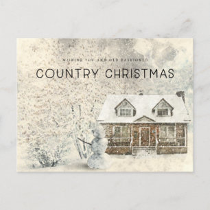 Rustieke Country Cabin Kerstnaam Briefkaart