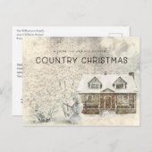 Rustieke Country Cabin Kerstnaam Briefkaart (Voorkant / Achterkant)