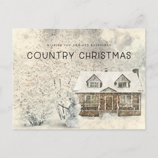 Rustieke Country Cabin Kerstnaam Briefkaart (Voorkant)