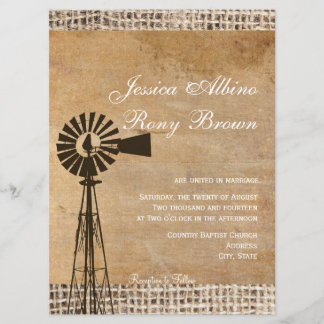 Rustieke Country Canvas Burlap Windmill Kaart