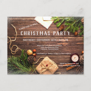 Rustieke Country Christmas Pine Christmas Briefkaa Uitnodiging Briefkaart