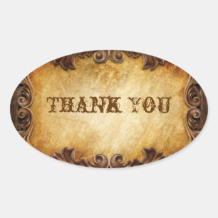 Rustieke Country Cowboy Westerne bruiloft Ovale Sticker